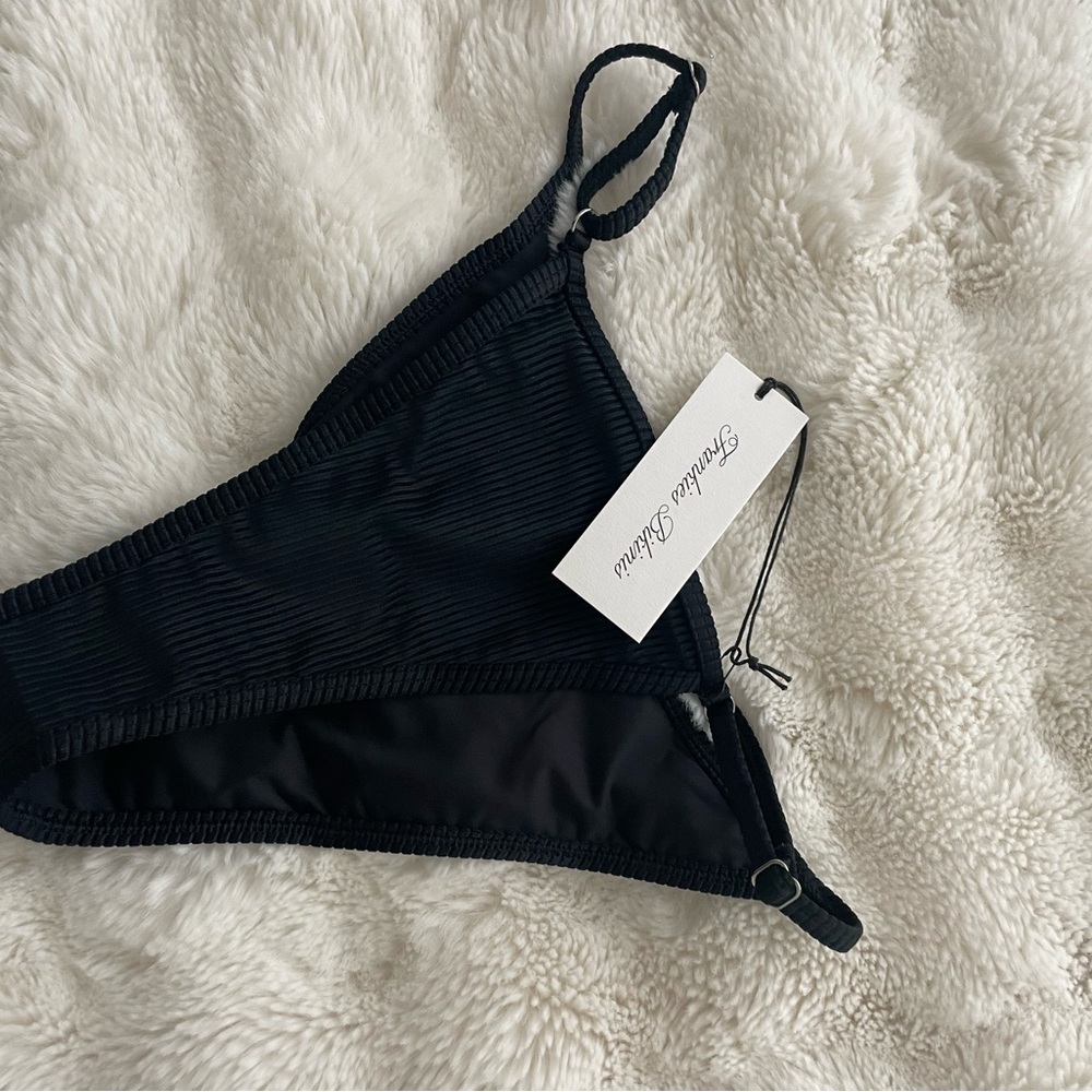 Frankie's Bikinis Black Ribbed Triangle Bikini Bottom